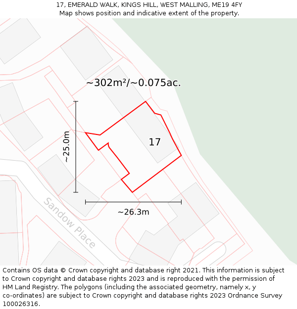 17, EMERALD WALK, KINGS HILL, WEST MALLING, ME19 4FY: Plot and title map