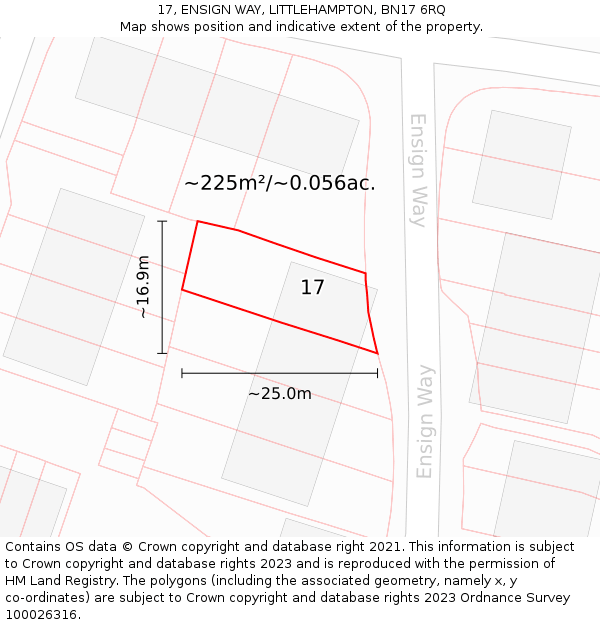 17, ENSIGN WAY, LITTLEHAMPTON, BN17 6RQ: Plot and title map