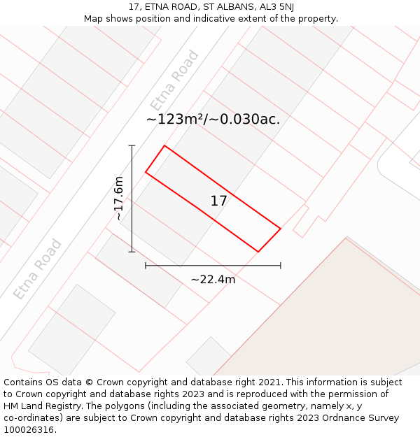 17, ETNA ROAD, ST ALBANS, AL3 5NJ: Plot and title map