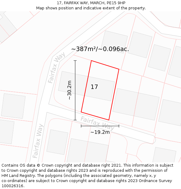 17, FAIRFAX WAY, MARCH, PE15 9HP: Plot and title map
