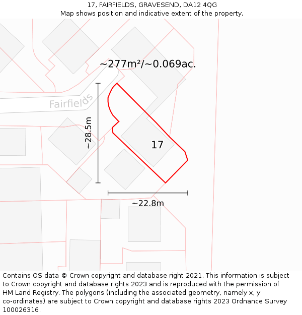 17, FAIRFIELDS, GRAVESEND, DA12 4QG: Plot and title map