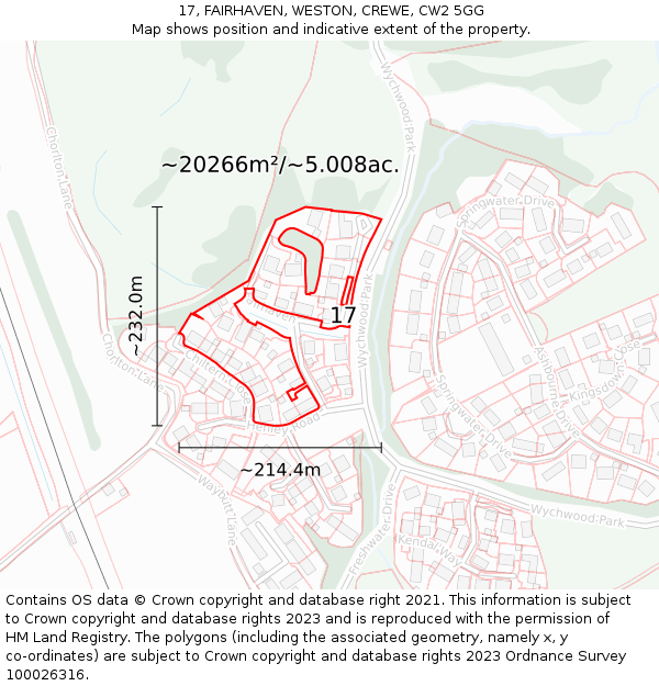 17, FAIRHAVEN, WESTON, CREWE, CW2 5GG: Plot and title map