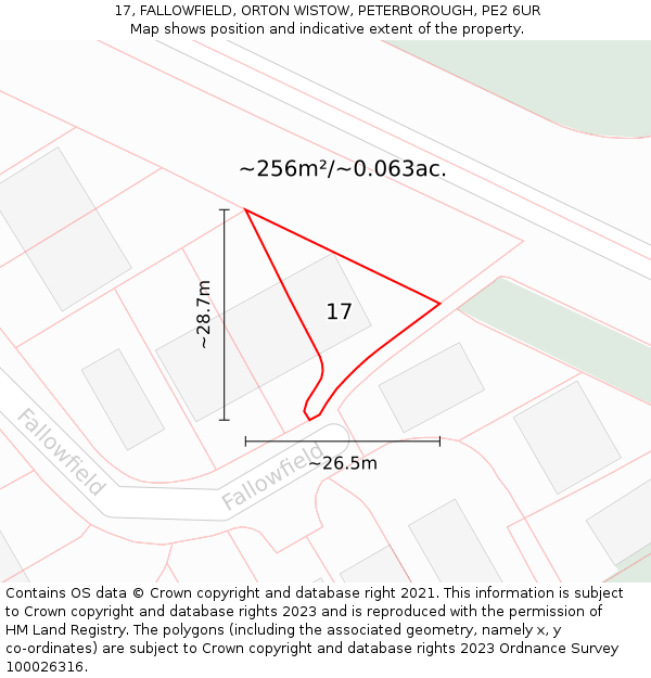 17, FALLOWFIELD, ORTON WISTOW, PETERBOROUGH, PE2 6UR: Plot and title map