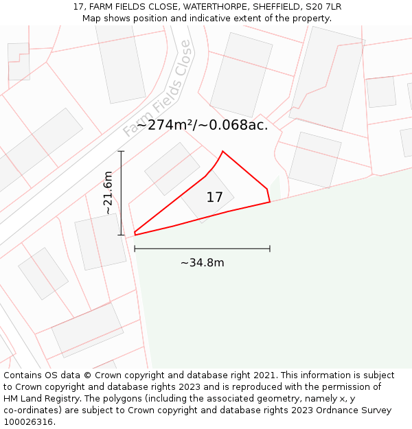 17, FARM FIELDS CLOSE, WATERTHORPE, SHEFFIELD, S20 7LR: Plot and title map