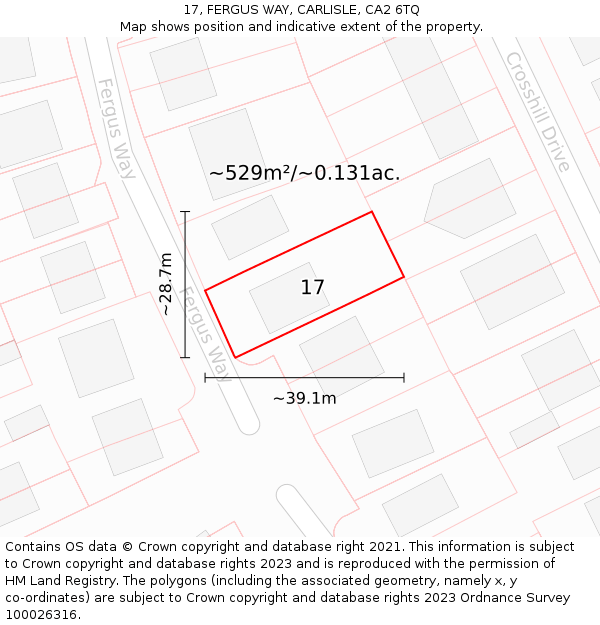 17, FERGUS WAY, CARLISLE, CA2 6TQ: Plot and title map