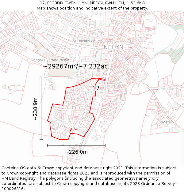 17, FFORDD GWENLLIAN, NEFYN, PWLLHELI, LL53 6ND: Plot and title map