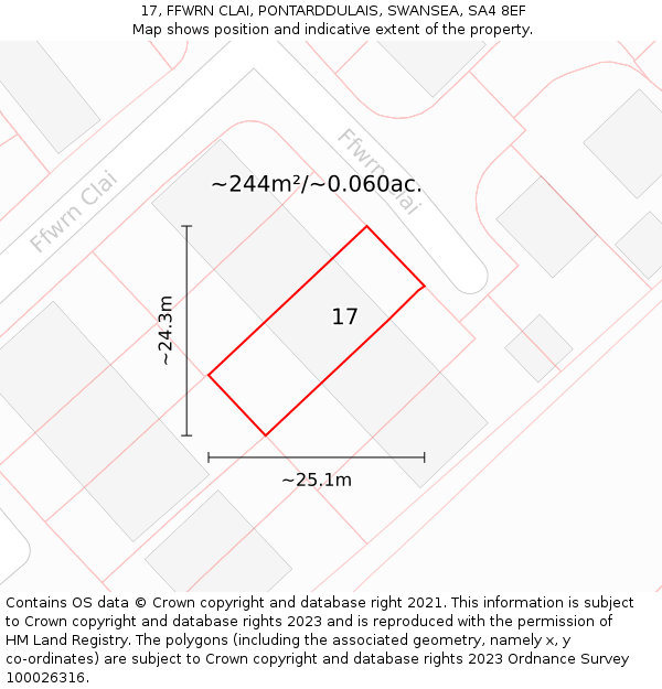17, FFWRN CLAI, PONTARDDULAIS, SWANSEA, SA4 8EF: Plot and title map