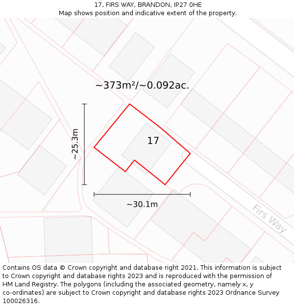 17, FIRS WAY, BRANDON, IP27 0HE: Plot and title map