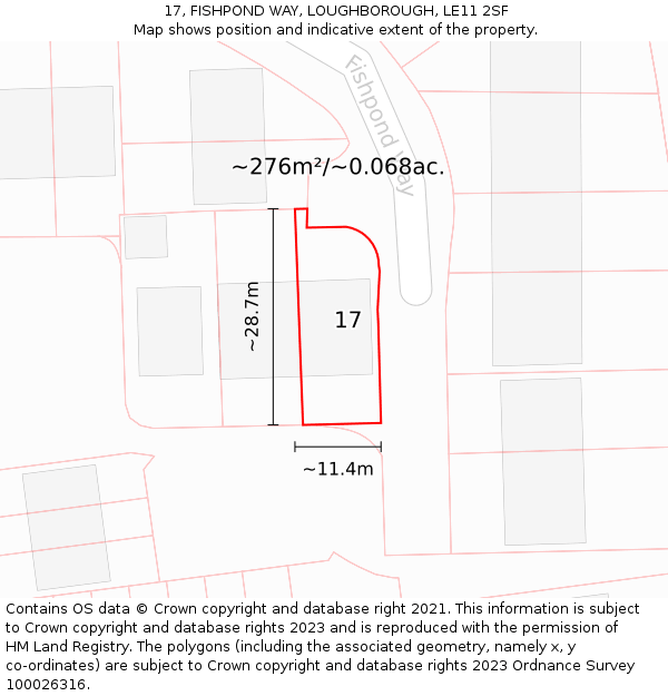 17, FISHPOND WAY, LOUGHBOROUGH, LE11 2SF: Plot and title map