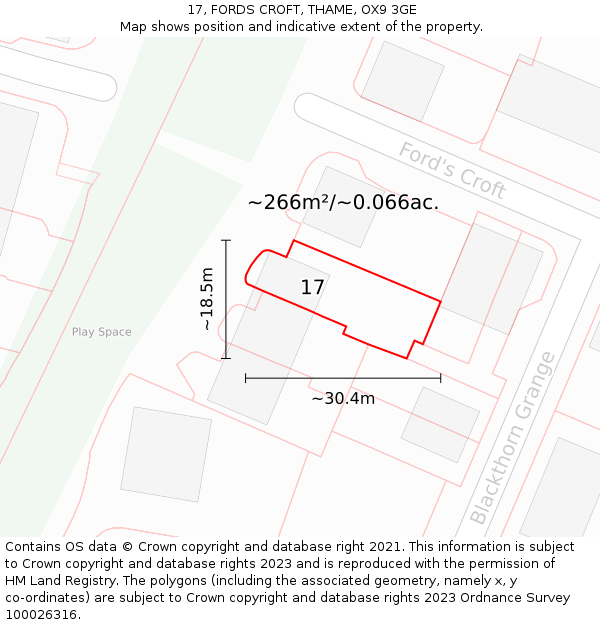 17, FORDS CROFT, THAME, OX9 3GE: Plot and title map
