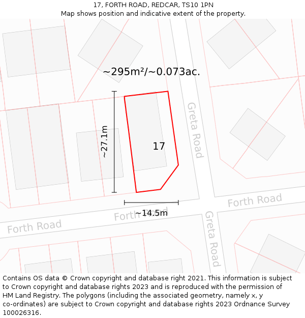 17, FORTH ROAD, REDCAR, TS10 1PN: Plot and title map