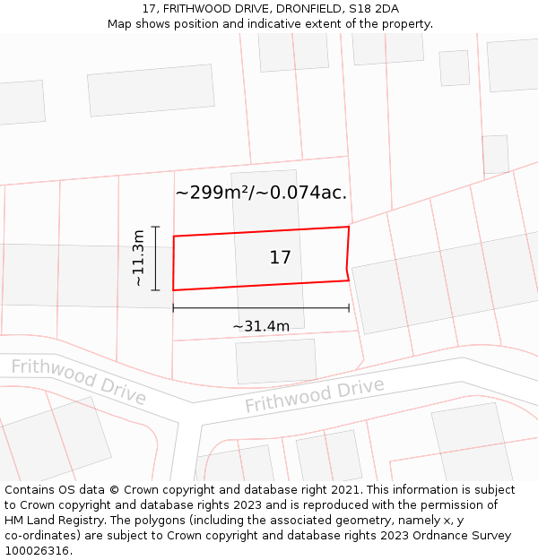 17, FRITHWOOD DRIVE, DRONFIELD, S18 2DA: Plot and title map