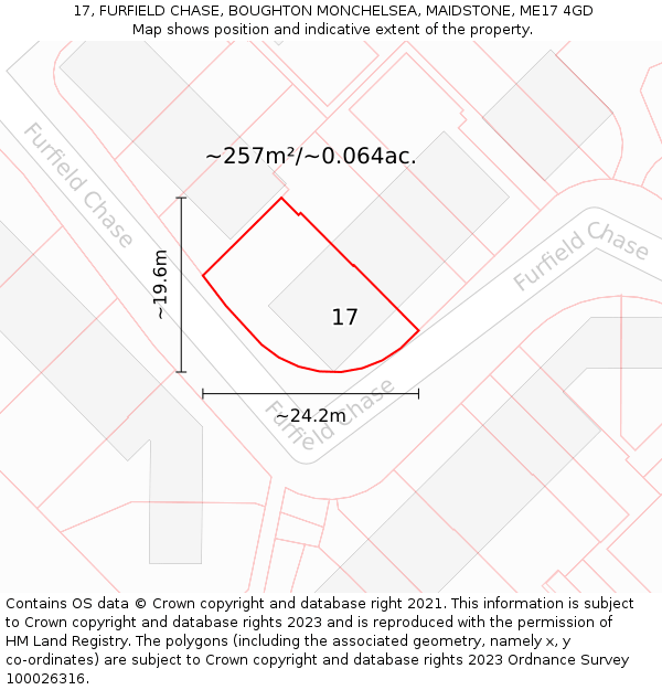 17, FURFIELD CHASE, BOUGHTON MONCHELSEA, MAIDSTONE, ME17 4GD: Plot and title map
