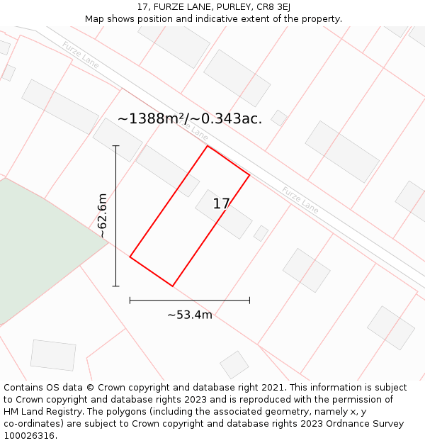 17, FURZE LANE, PURLEY, CR8 3EJ: Plot and title map