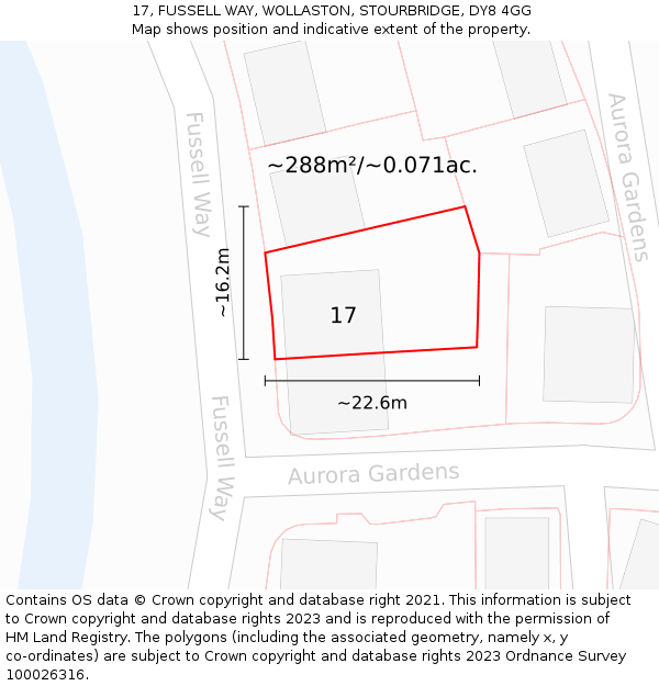 17, FUSSELL WAY, WOLLASTON, STOURBRIDGE, DY8 4GG: Plot and title map
