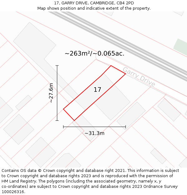 17, GARRY DRIVE, CAMBRIDGE, CB4 2PD: Plot and title map