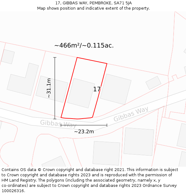 17, GIBBAS WAY, PEMBROKE, SA71 5JA: Plot and title map