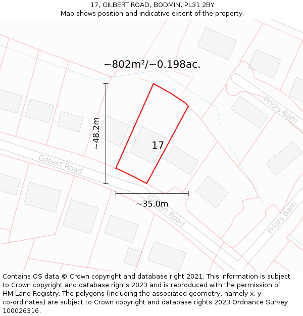 17, GILBERT ROAD, BODMIN, PL31 2BY: Plot and title map