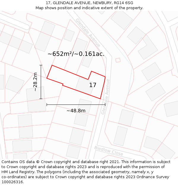 17, GLENDALE AVENUE, NEWBURY, RG14 6SG: Plot and title map