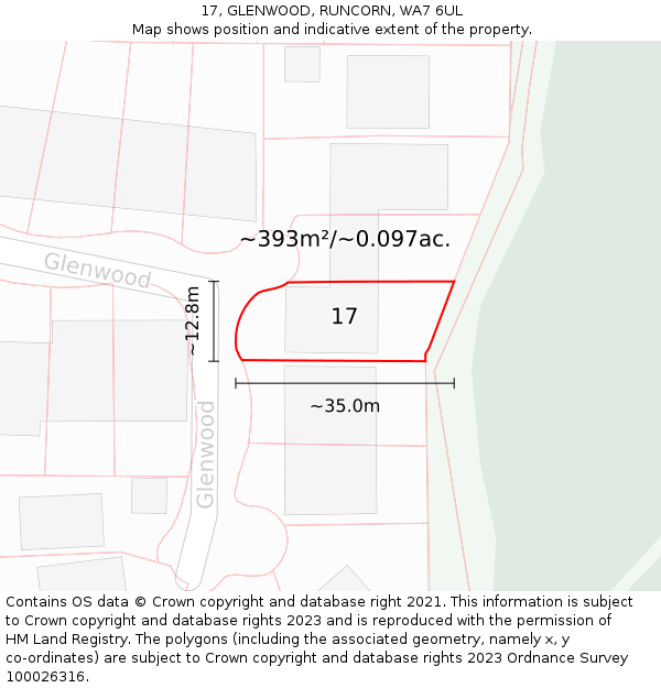 17, GLENWOOD, RUNCORN, WA7 6UL: Plot and title map