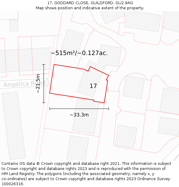 17, GODDARD CLOSE, GUILDFORD, GU2 9AG: Plot and title map