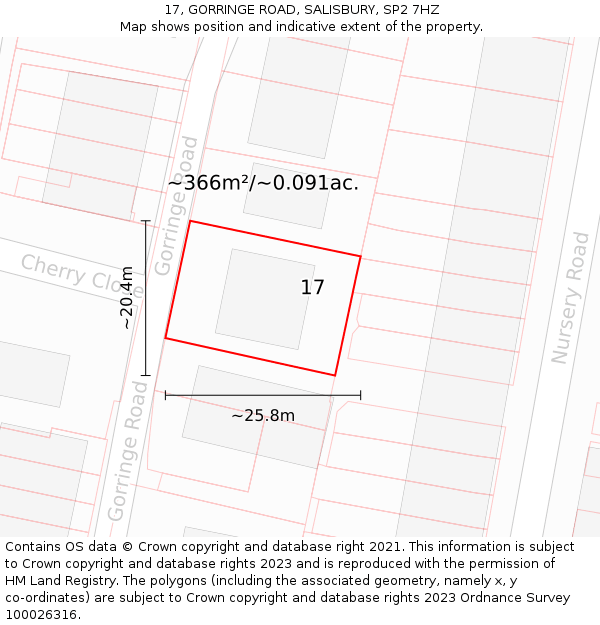 17, GORRINGE ROAD, SALISBURY, SP2 7HZ: Plot and title map