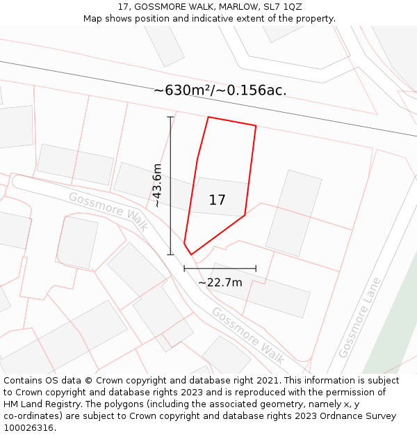 17, GOSSMORE WALK, MARLOW, SL7 1QZ: Plot and title map