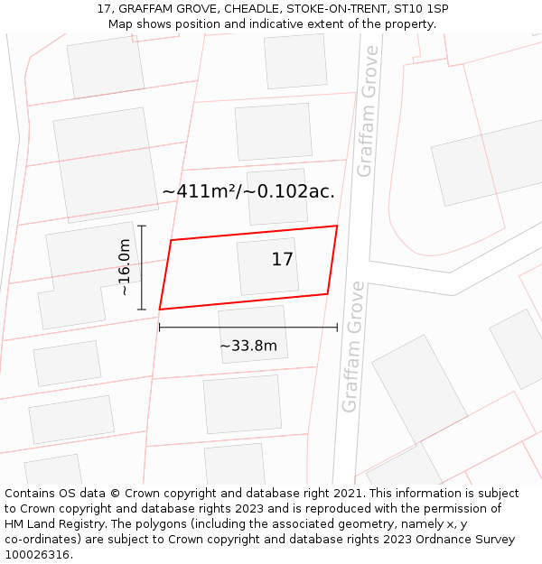 17, GRAFFAM GROVE, CHEADLE, STOKE-ON-TRENT, ST10 1SP: Plot and title map
