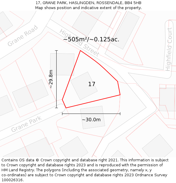 17, GRANE PARK, HASLINGDEN, ROSSENDALE, BB4 5HB: Plot and title map
