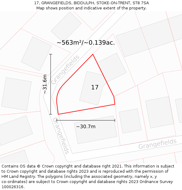 17, GRANGEFIELDS, BIDDULPH, STOKE-ON-TRENT, ST8 7SA: Plot and title map