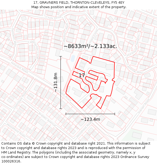 17, GRAVNERS FIELD, THORNTON-CLEVELEYS, FY5 4EY: Plot and title map