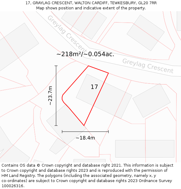 17, GRAYLAG CRESCENT, WALTON CARDIFF, TEWKESBURY, GL20 7RR: Plot and title map
