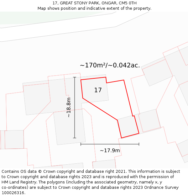 17, GREAT STONY PARK, ONGAR, CM5 0TH: Plot and title map