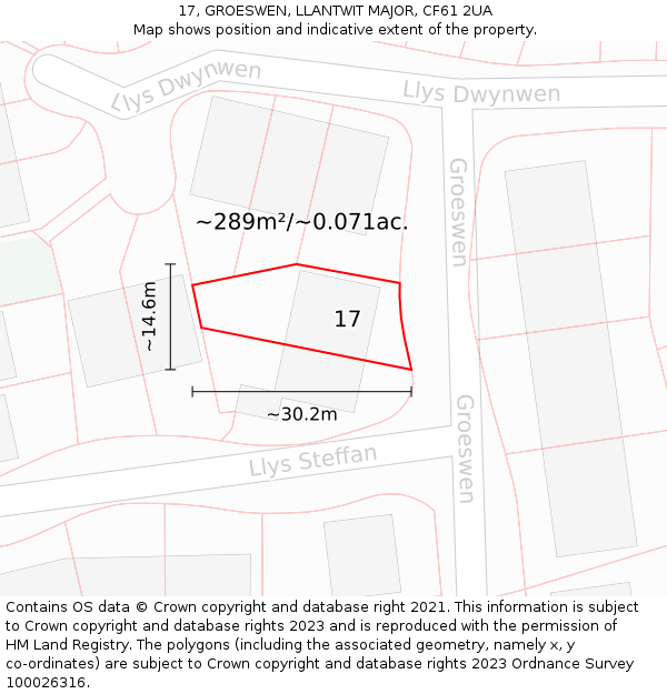 17, GROESWEN, LLANTWIT MAJOR, CF61 2UA: Plot and title map