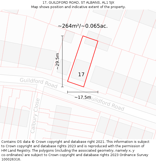 17, GUILDFORD ROAD, ST ALBANS, AL1 5JX: Plot and title map
