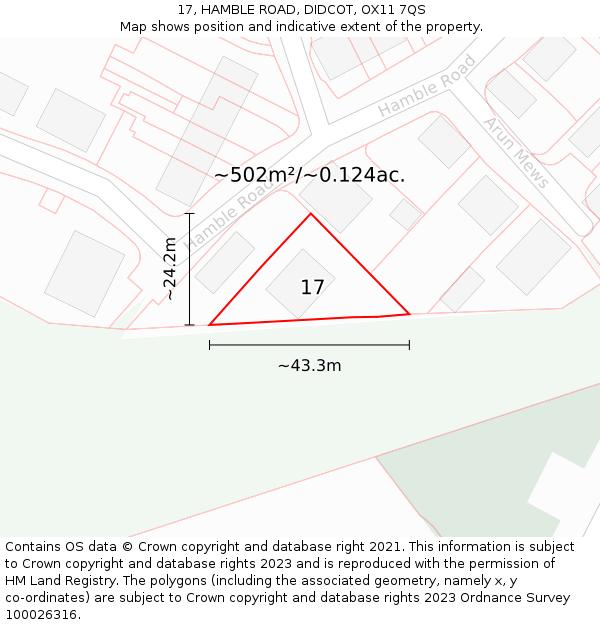 17, HAMBLE ROAD, DIDCOT, OX11 7QS: Plot and title map