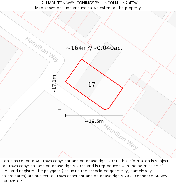 17, HAMILTON WAY, CONINGSBY, LINCOLN, LN4 4ZW: Plot and title map