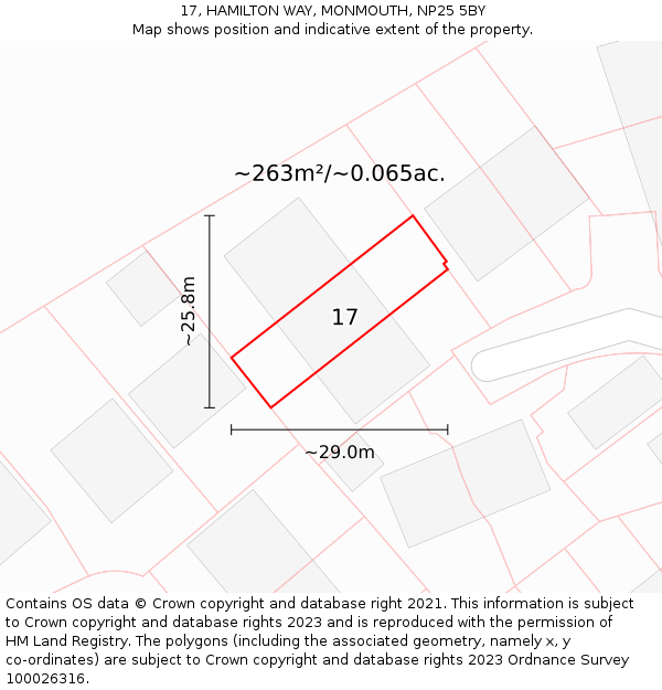 17, HAMILTON WAY, MONMOUTH, NP25 5BY: Plot and title map
