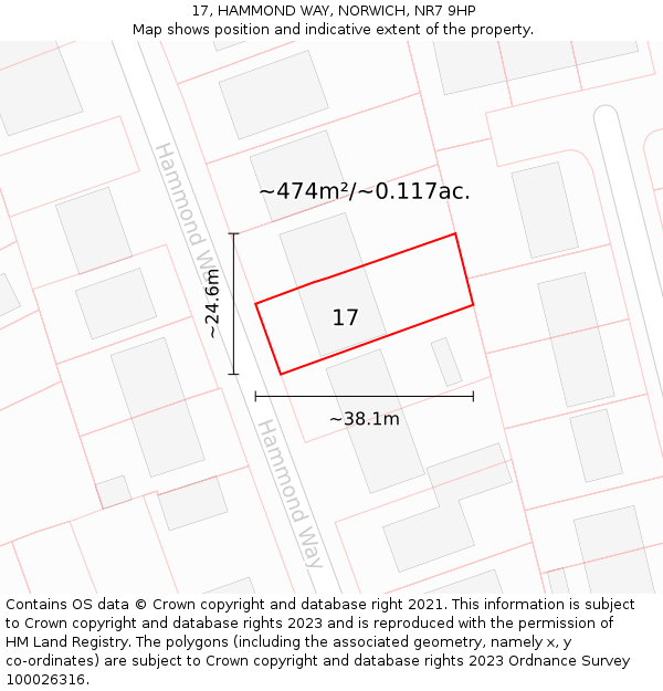 17, HAMMOND WAY, NORWICH, NR7 9HP: Plot and title map