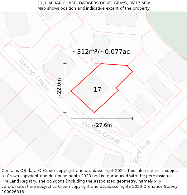 17, HARRAP CHASE, BADGERS DENE, GRAYS, RM17 5EW: Plot and title map