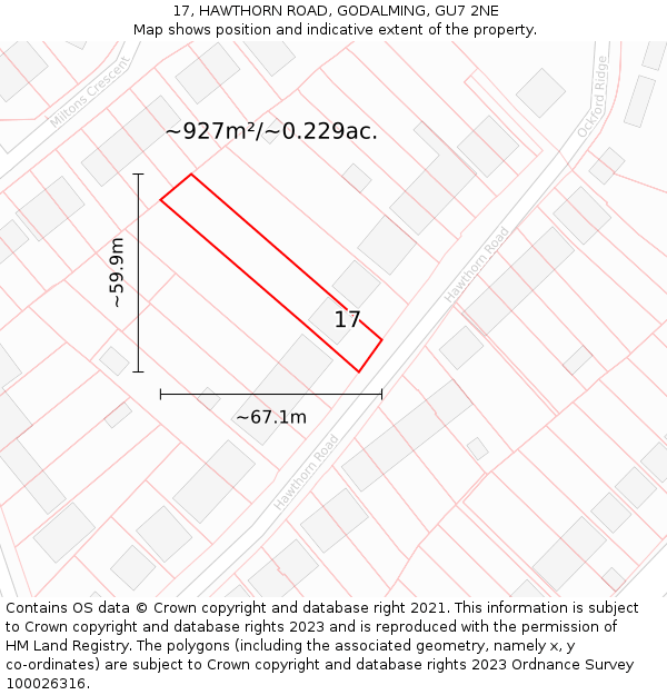 17, HAWTHORN ROAD, GODALMING, GU7 2NE: Plot and title map