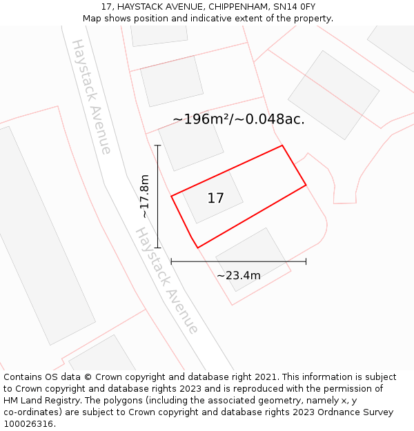 17, HAYSTACK AVENUE, CHIPPENHAM, SN14 0FY: Plot and title map