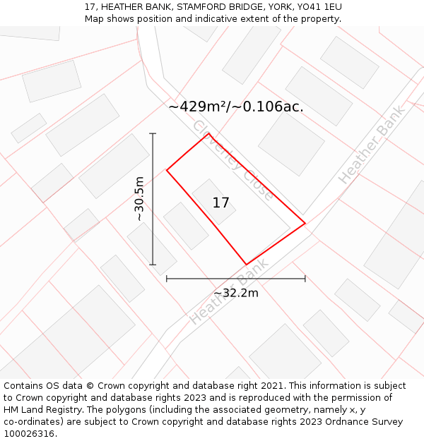 17, HEATHER BANK, STAMFORD BRIDGE, YORK, YO41 1EU: Plot and title map