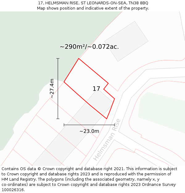 17, HELMSMAN RISE, ST LEONARDS-ON-SEA, TN38 8BQ: Plot and title map