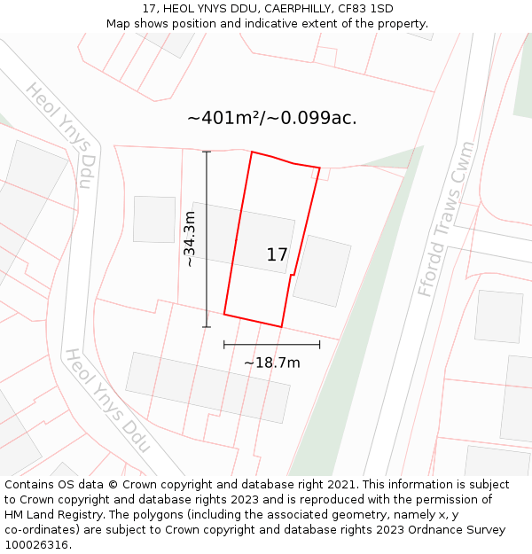 17, HEOL YNYS DDU, CAERPHILLY, CF83 1SD: Plot and title map