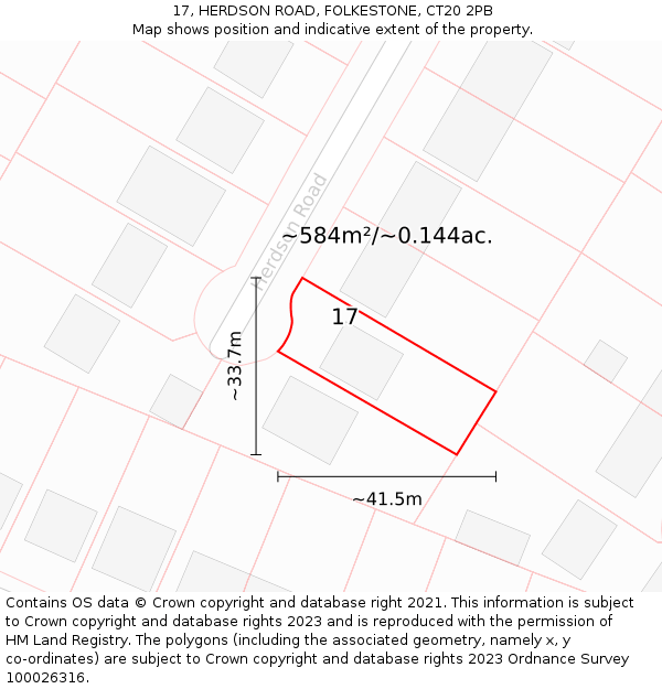 17, HERDSON ROAD, FOLKESTONE, CT20 2PB: Plot and title map