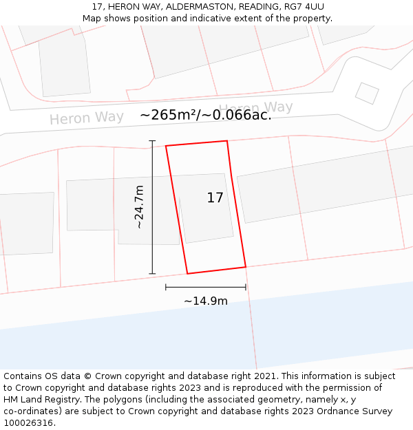 17, HERON WAY, ALDERMASTON, READING, RG7 4UU: Plot and title map
