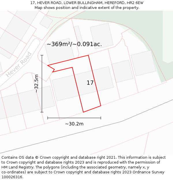 17, HEVER ROAD, LOWER BULLINGHAM, HEREFORD, HR2 6EW: Plot and title map