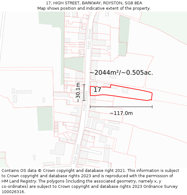 17, HIGH STREET, BARKWAY, ROYSTON, SG8 8EA: Plot and title map