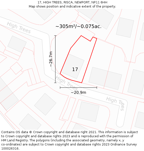 17, HIGH TREES, RISCA, NEWPORT, NP11 6HH: Plot and title map